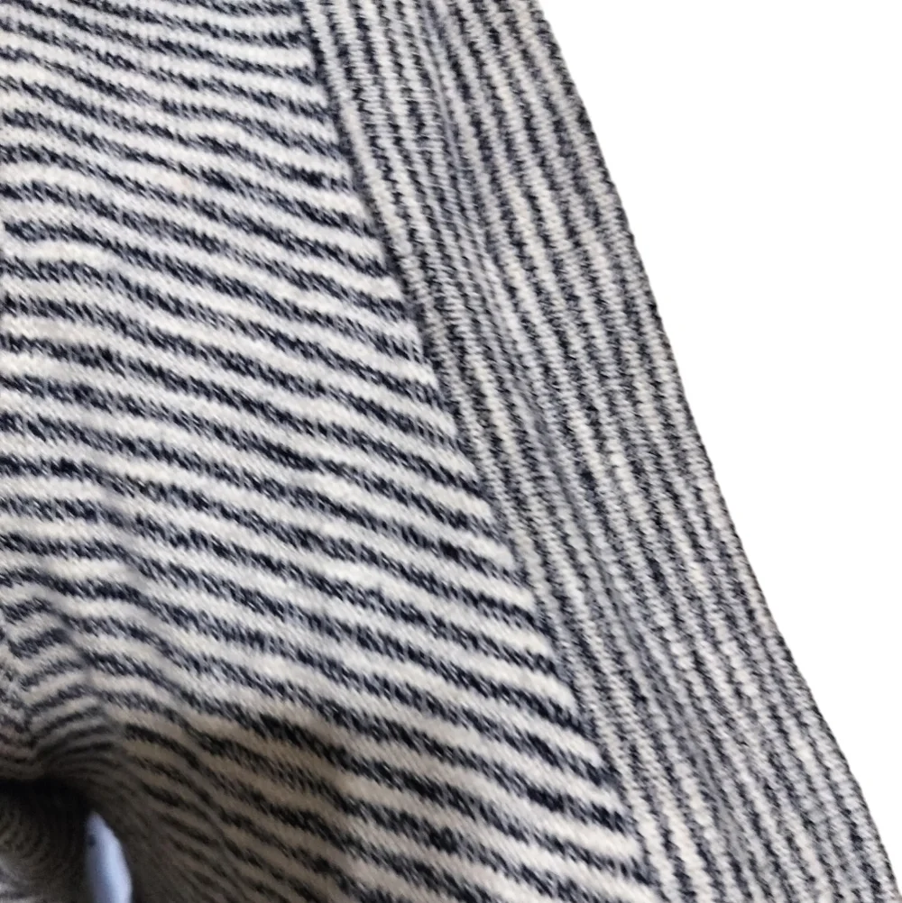 1826) LOFT Long Open Striped Gray Cream Cardigan Sweater Size Medium